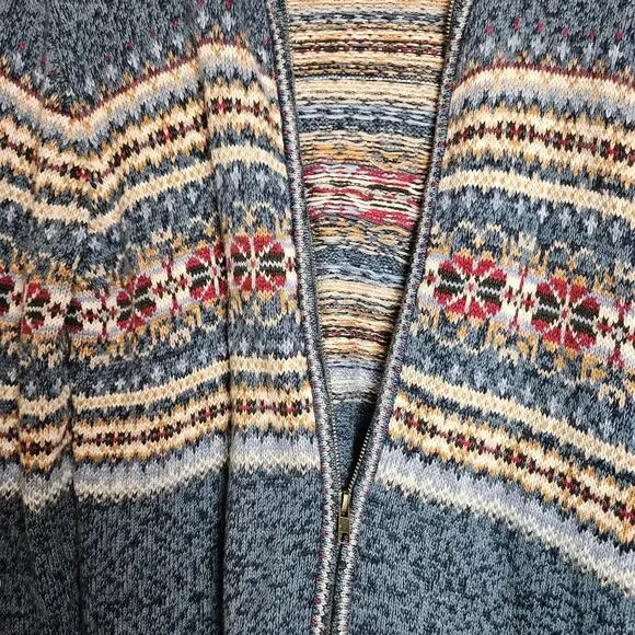 Tiara Navy Fair Isle Zip-Front Cardigan Sweater - Picture 7 of 11